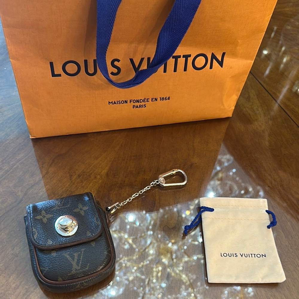 Louis Vuitton Brown Monogram Pouch with Silver Clip
